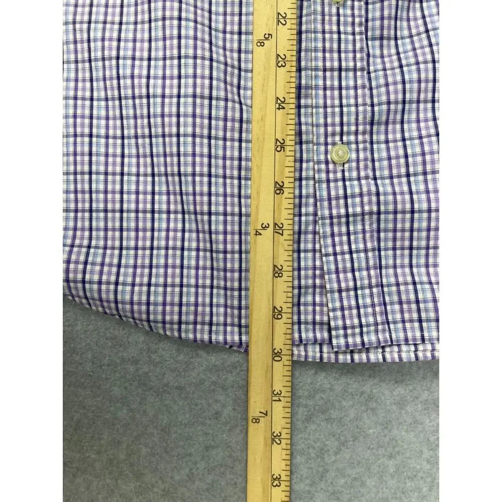 Banana Republic Shirt Mens L Plaid Purple Blue Long Sleeve Button Up Classiccore